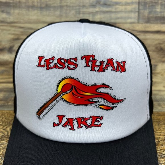 Less Than Jake Mens Trucker Hat Black Snapback Ska Punk Band Retro Logo Ball Cap - Picture 3 of 8